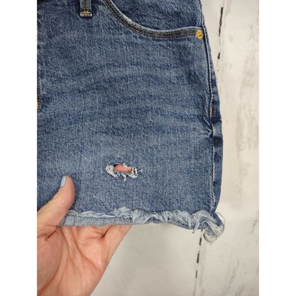 Universal Thread Blue Jean Shorts Denim Cut Off High Rise Ripped Frayed Size 10 - Picture 6 of 8